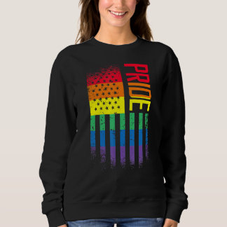 Sweatshirt Fierté American Flag Rainbow Support Lgbt Lesbian