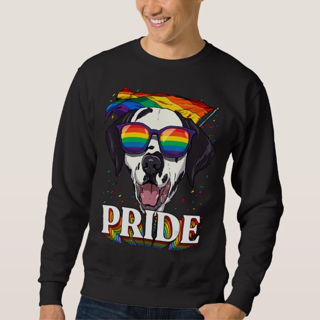 Sweatshirt Fierté Dalmatienne LGBTQ Rainbow Flag Mois Animaux (Devant)