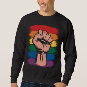 Sweatshirt Fierté du poing levé arc-en-ciel LGBTQ soutien dro