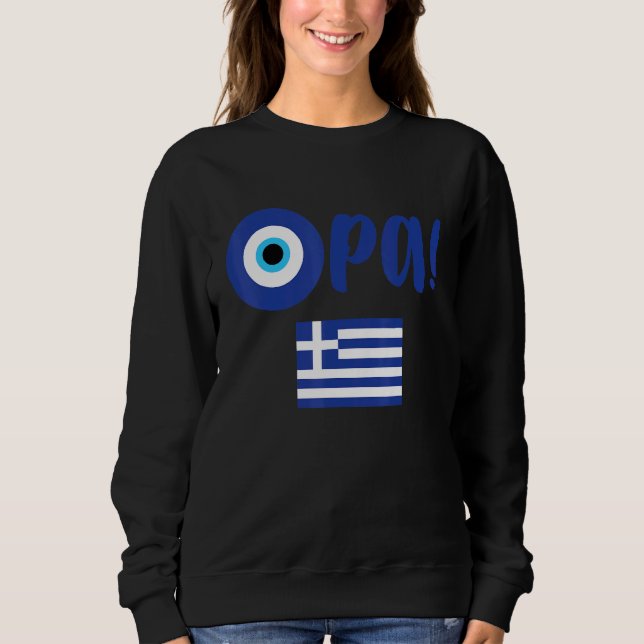 Sweatshirt Fierté grecque Opa Drapeau grec Hellas Grèce Mauva (Devant)