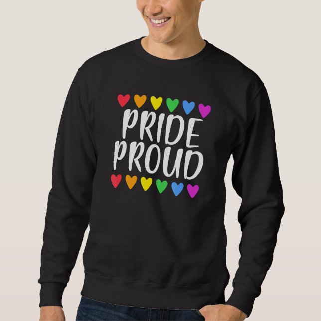 Sweatshirt FIERTÉ pour Gay pride avec Rainbow Hearts (Devant)