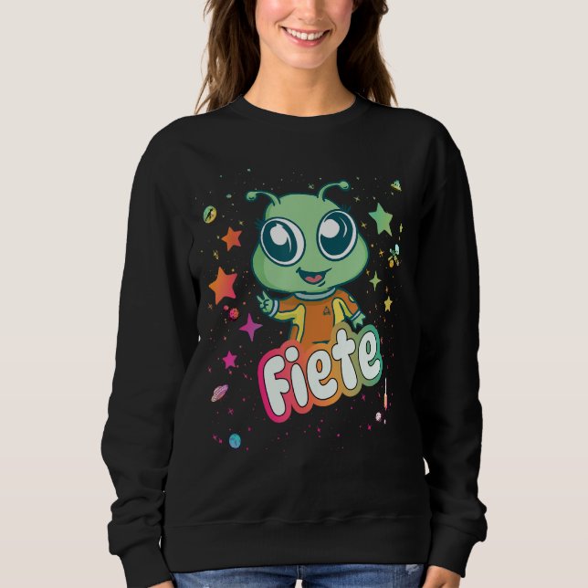 Sweatshirt FIETE - Nom du garçon mignon avec un Alien mignon (Devant)