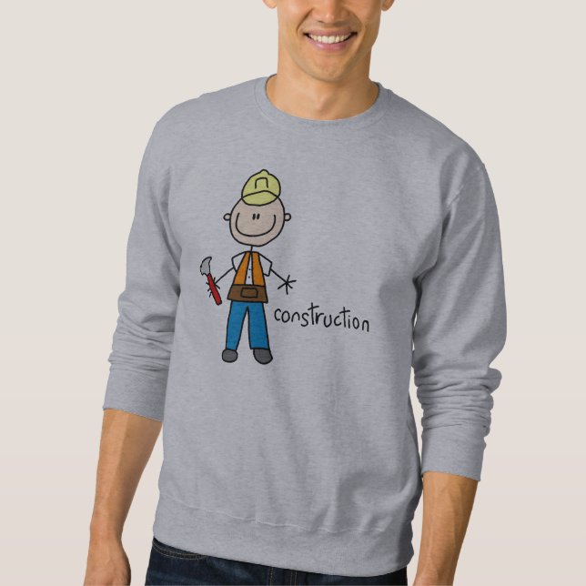 Sweatshirt Figure de bâton de construction (Devant)