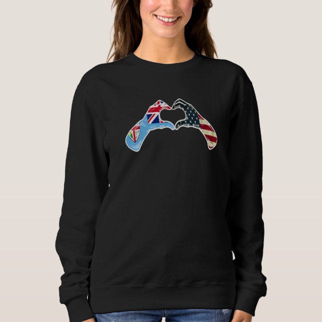 Sweatshirt Fiji American USA Flag  USA Fijian Heart (Devant)