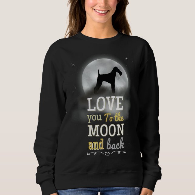 Sweatshirt Fil Fox Terrier Chien Aimer À La Lune (Devant)