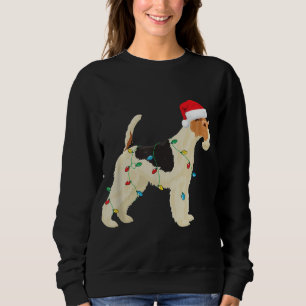 Sweatshirt Fil Fox Terrier lumières de Noël Santa Hat Dog Xm