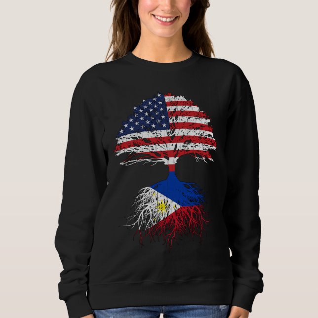 Sweatshirt Filipino Roots American Grosses Philippines Drapea (Devant)
