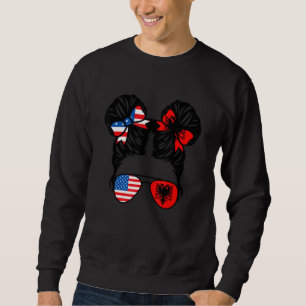 Sweatshirt Fille américaine moitié albanaise drapeau USA Alba