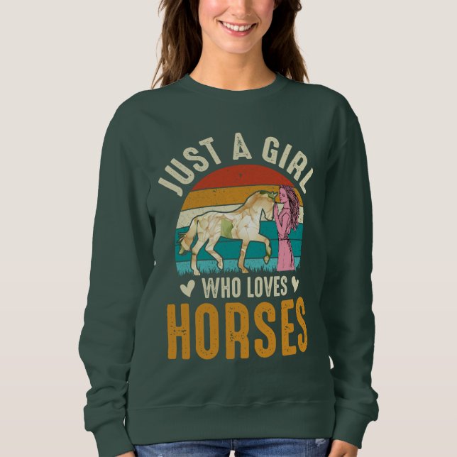 Sweatshirt Fille au Cheval Mignon Coucher de Soleil Rétro Amo (Devant)