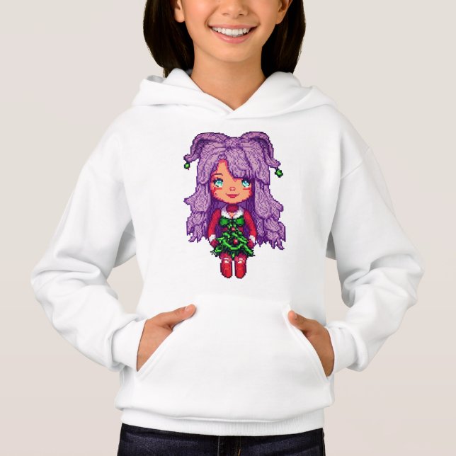 Sweatshirt fille aux cheveux violets pour enfants  (Devant)