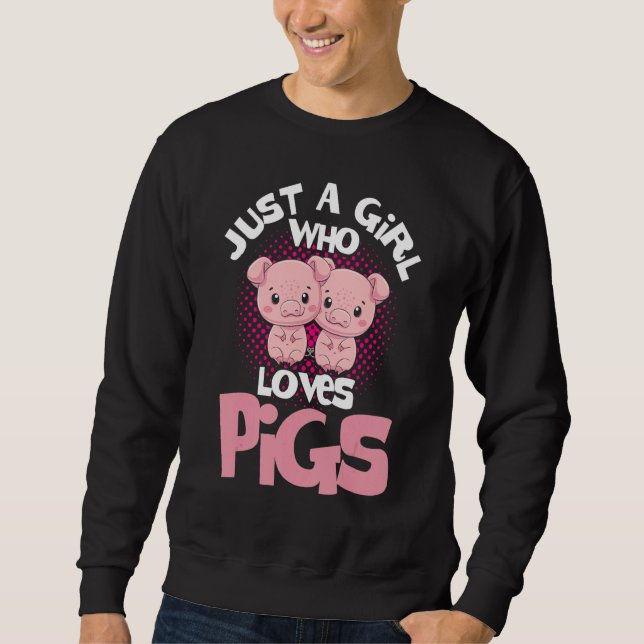 Sweatshirt Fille aux cochons Juste une fille qui aime les coc (Devant)