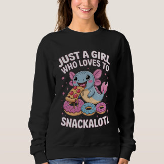 Sweatshirt Fille avec axolotl mangeant de l'art de pizza