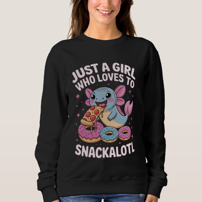 Sweatshirt Fille avec axolotl mangeant de l'art de pizza (Devant)