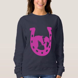 Sweatshirt Fille avec cheval et Casquette occidental Hot rose
