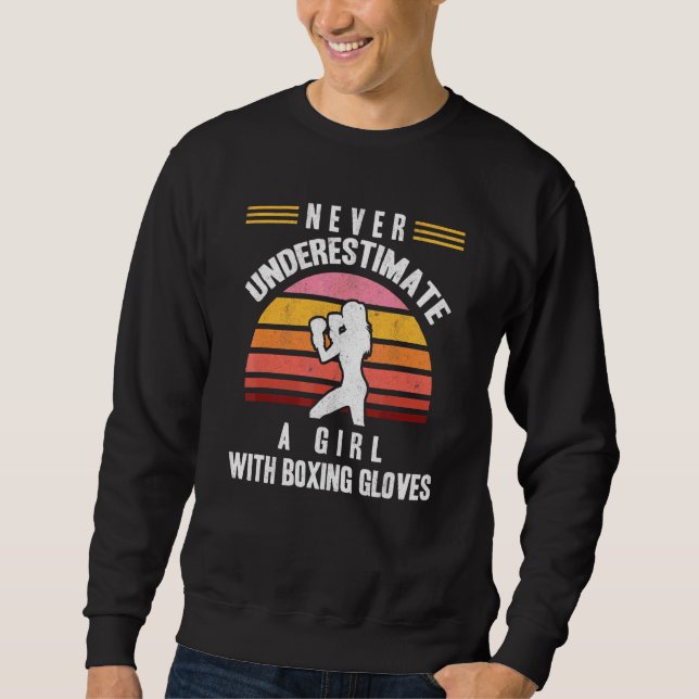 Sweatshirt Fille avec gants de boxe Femme kickboxeuse Kickbox (Devant)
