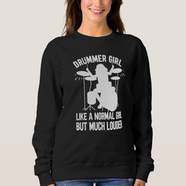 Sweatshirt Fille batteur comme une fille normale mais beaucou (Devant)