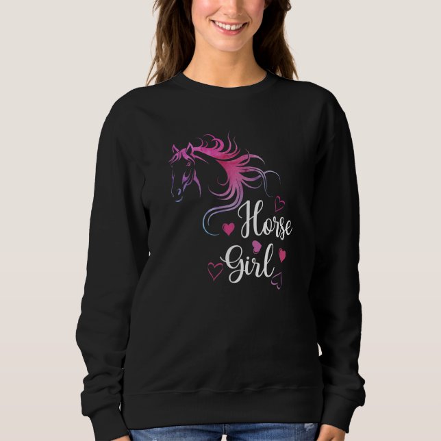 Sweatshirt Fille Cheval  Amour Chevaux Équitation Cavalière E (Devant)