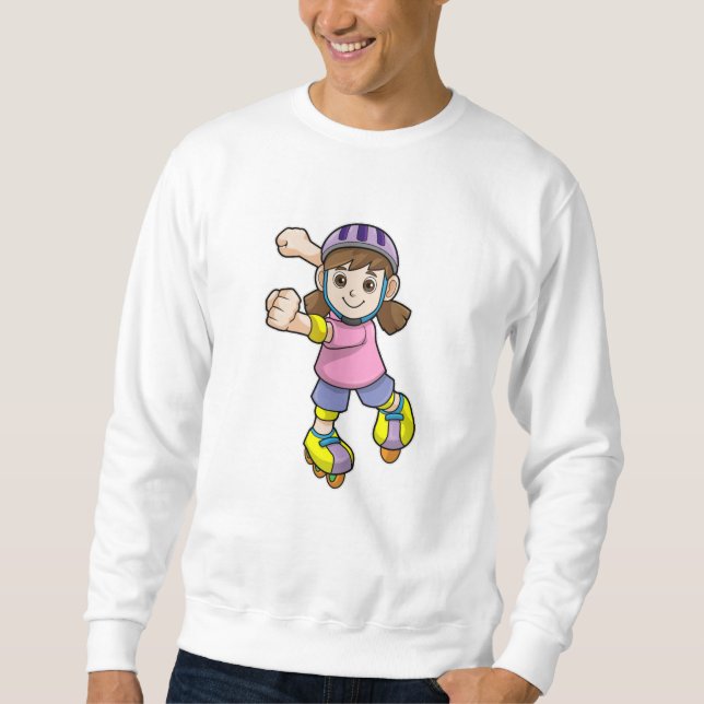Sweatshirt Fille comme patineur avec patins et casque (Devant)