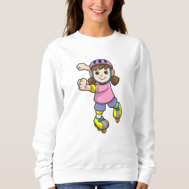 Sweatshirt Fille comme patineur avec patins et casque (Devant)