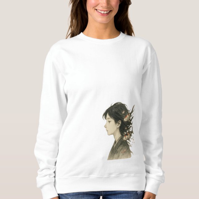Sweatshirt Fille de Manga Rêveuse avec Poisson Koi (Devant)