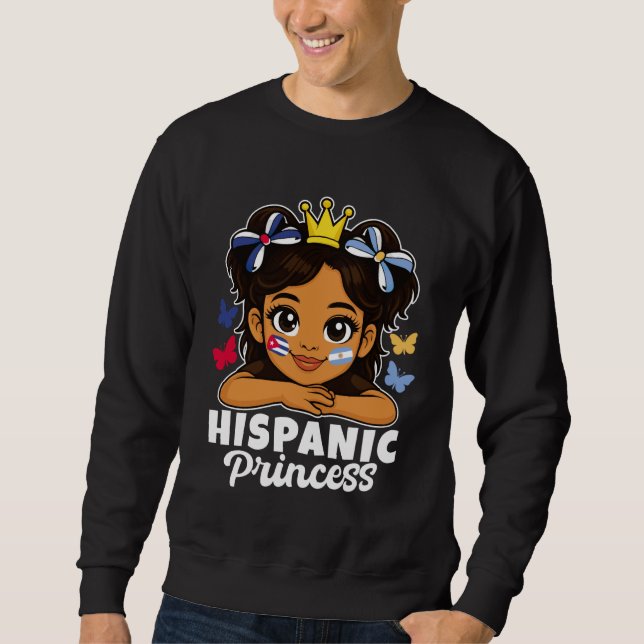 Sweatshirt Fille de princesse hispanique Drapeau de Cuba et d (Devant)
