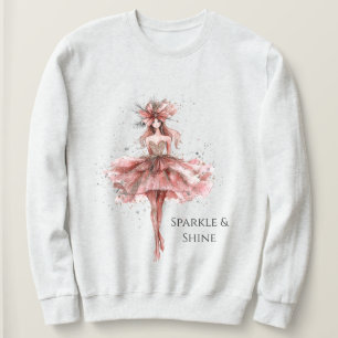 Sweatshirt Fille étincelante en Rose Rose robe or
