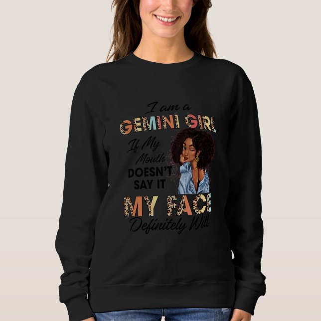 Sweatshirt Fille Gémeaux Si Ma Bouche Ne Le Dit Pas Mon Visag (Devant)