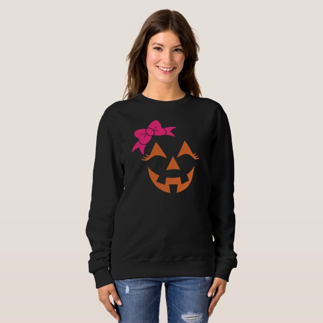 Sweatshirt Fille Jack-o'-lantern Citrouille Face Halloween (Devant entier)