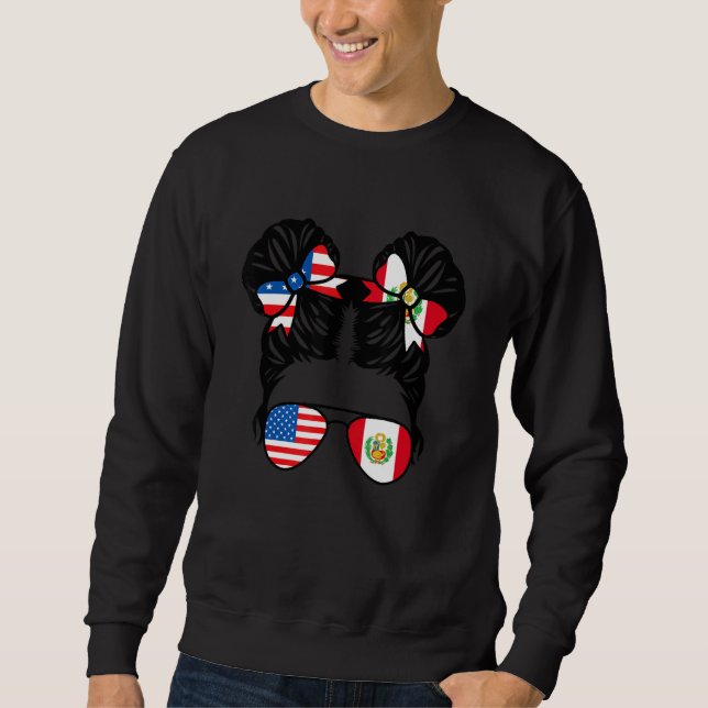 Sweatshirt Fille moitié américaine moitié péruvienne Drapeau  (Devant)