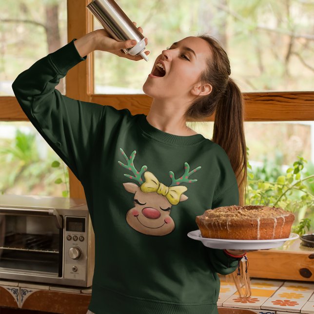 Sweatshirt Fille Rouge renne à nez roux Rudolph Noël (Créateur téléchargé)