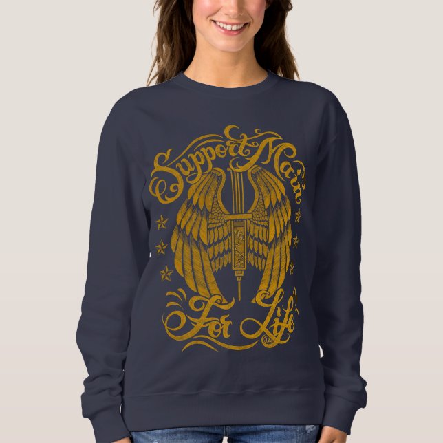 Sweatshirt Fille Support Main Jaune Grunge Aigle Illustration (Devant)
