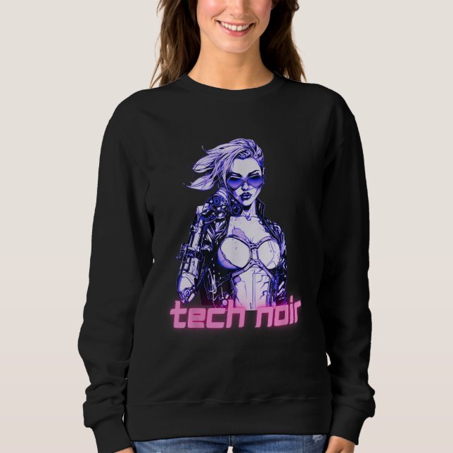 Sweatshirt Fille Tech Noir Cyberpunk (Devant)