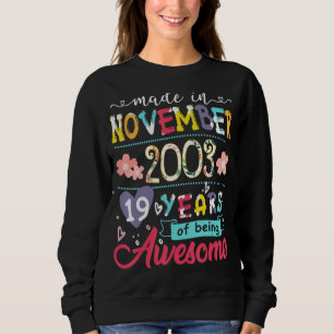 Sweatshirt Filles 19e anniversaire cadeau floral pour les fil