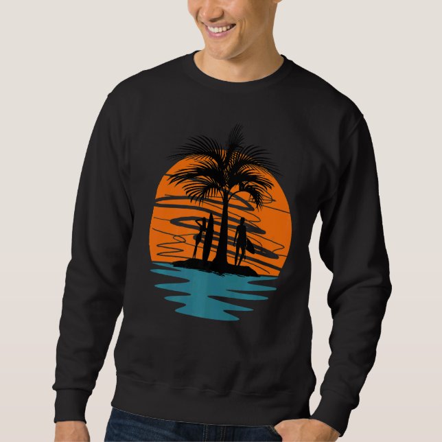 Sweatshirt Filles Avec Planches De Surf Sur L'Île Au Coucher  (Devant)
