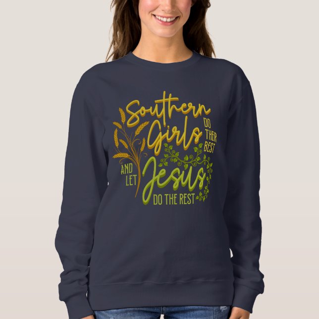 Sweatshirt Filles du Sud laissent Jésus faire le reste (Navy) (Devant)