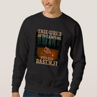 Sweatshirt Filles en camping avec son chien Basenji Ango Anga