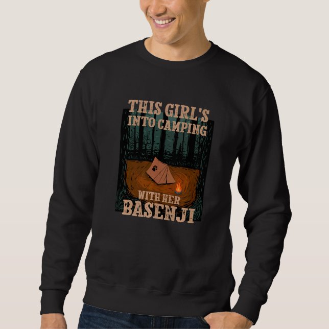 Sweatshirt Filles en camping avec son chien Basenji Ango Anga (Devant)