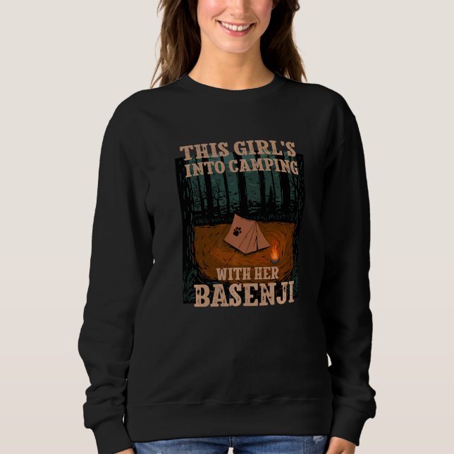 Sweatshirt Filles en camping avec son chien Basenji Ango Anga (Devant)