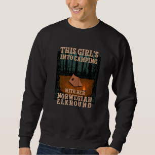 Sweatshirt Filles en camping avec son chien norvégien Elkhoun