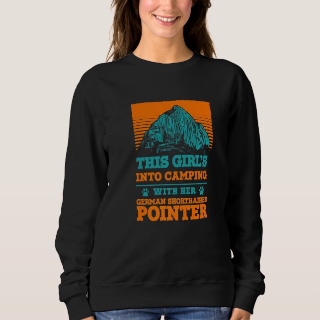 Sweatshirt Filles en camping avec son pointer allemand à poil (Devant)