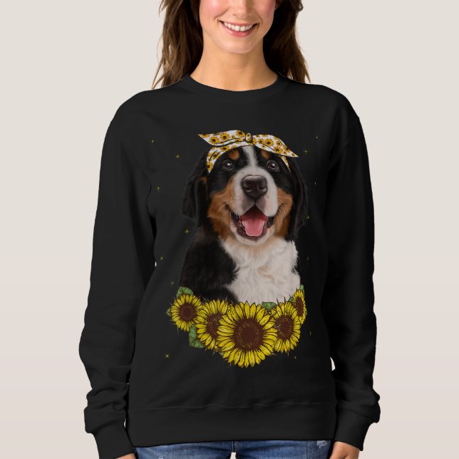 Sweatshirt Filles Femmes Maman Bernese Mountain Dog Sunflower (Devant)