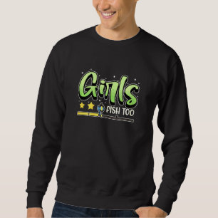 Sweatshirt Filles Poisson Trop Pêche Bâton Ado Pêcheur Soeur 