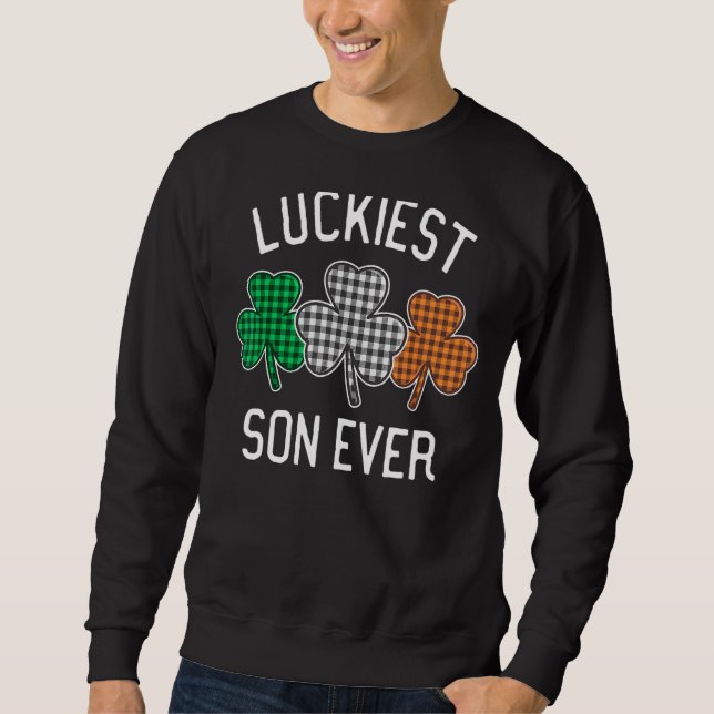 Sweatshirt Fils chanceux Jamais St Patrick Jour S Drapeau irl (Devant)