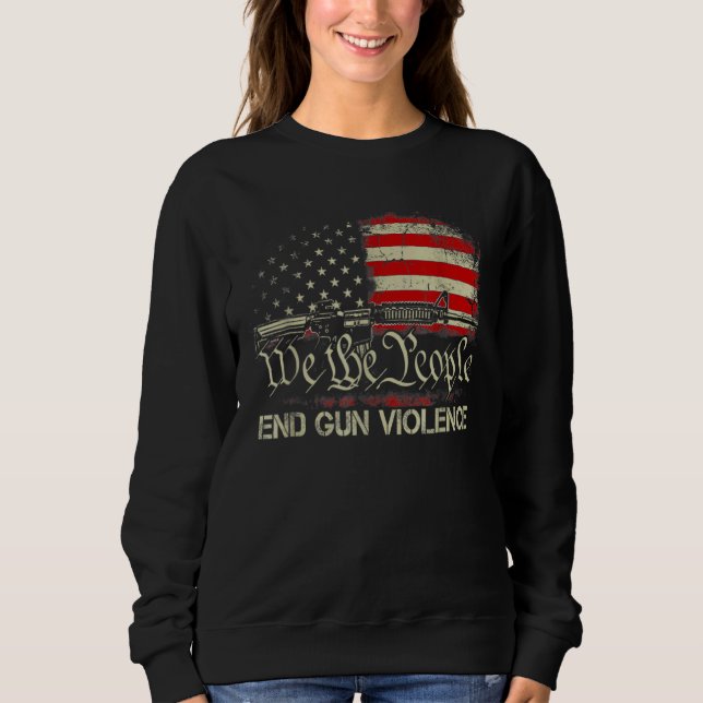 Sweatshirt Fin de la violence arme Retro drapeau américain Vi (Devant)