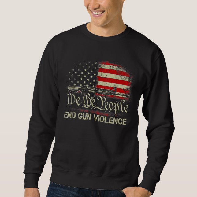 Sweatshirt Fin de la violence arme Retro drapeau américain Vi (Devant)