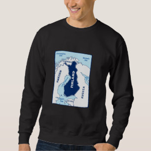 Sweatshirt Finlande Carte politique aux couleurs du drapeau.