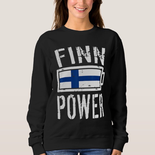 Sweatshirt Finlande Drapeau Finn Batterie d'alimentation Fièr (Devant)