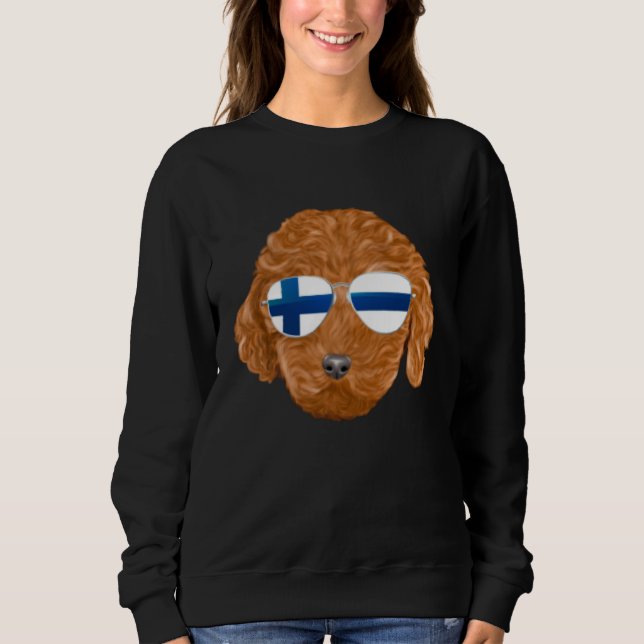 Sweatshirt Finnish Flag Brown Poodle Dog Finland Pocket (Devant)
