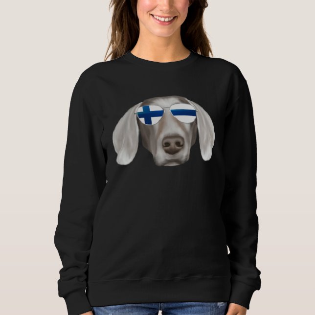Sweatshirt Finnish Flag Weimaraner Dog Finland Pocket (Devant)