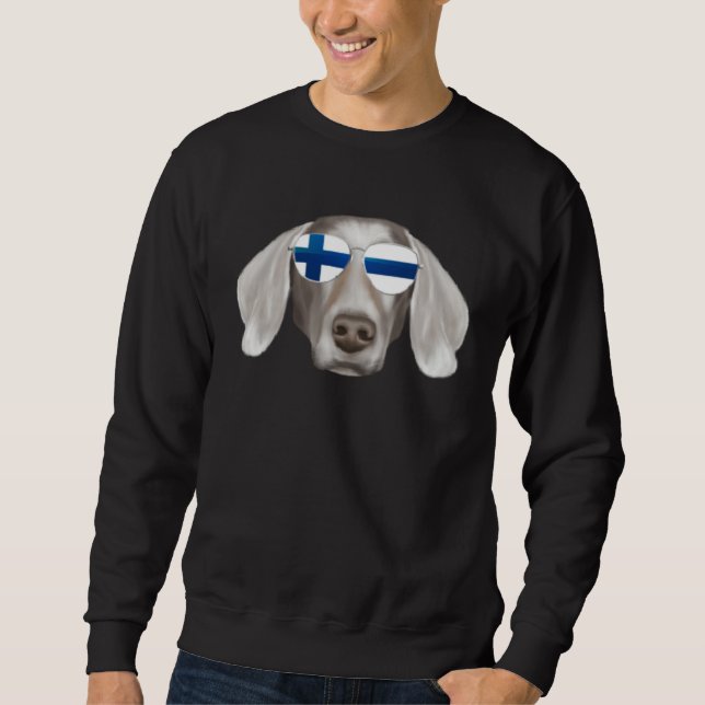 Sweatshirt Finnish Flag Weimaraner Dog Finland Pocket (Devant)